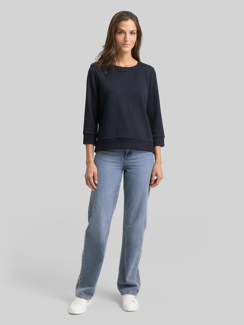 Tom Tailor Boxy Fit Sweatshirt mit 7/8-Arm - Sky Captain Blue