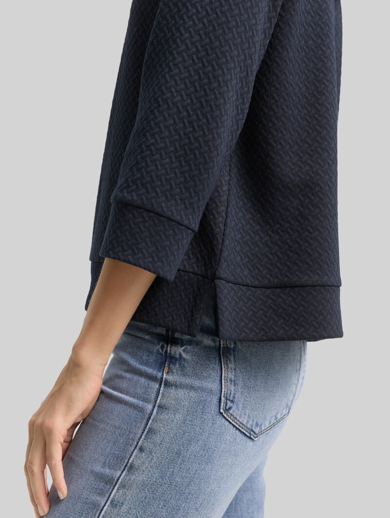 Tom Tailor Boxy Fit Sweatshirt mit 7/8-Arm - Sky Captain Blue