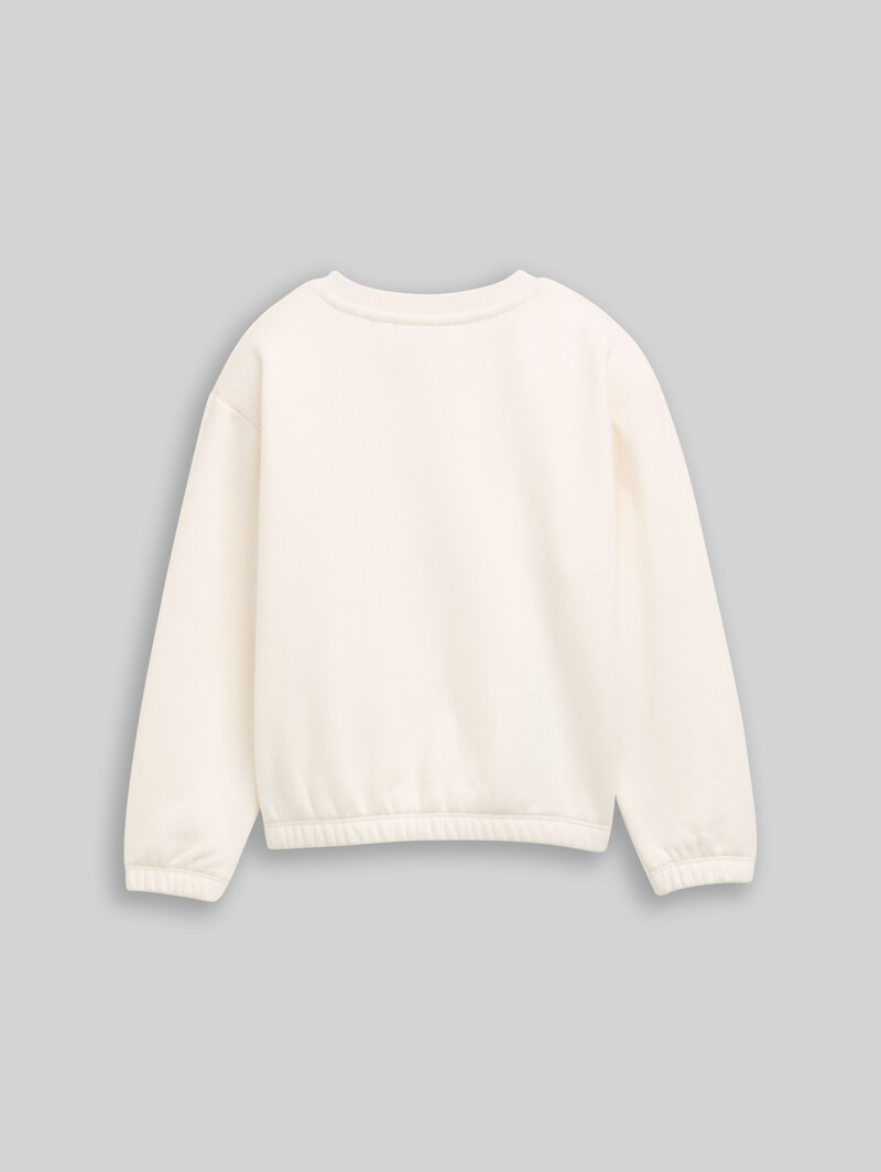 Tom Tailor Cropped Sweatshirt mit Wendepailletten - Gardenia White Tom Tailor Cropped Sweatshirt mit Wendepailletten - Gardenia White