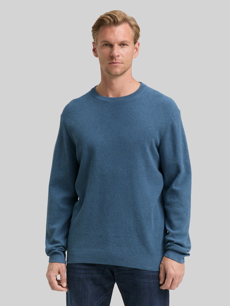 Tom Tailor Strickpullover aus Baumwolle - Real Teal Melange Tom Tailor Strickpullover aus Baumwolle - Real Teal Melange