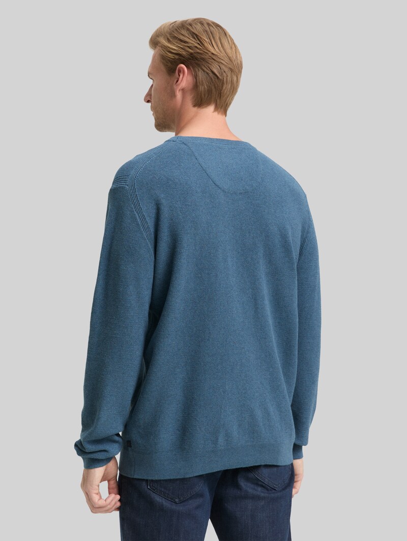 Tom Tailor Strickpullover aus Baumwolle - Real Teal Melange