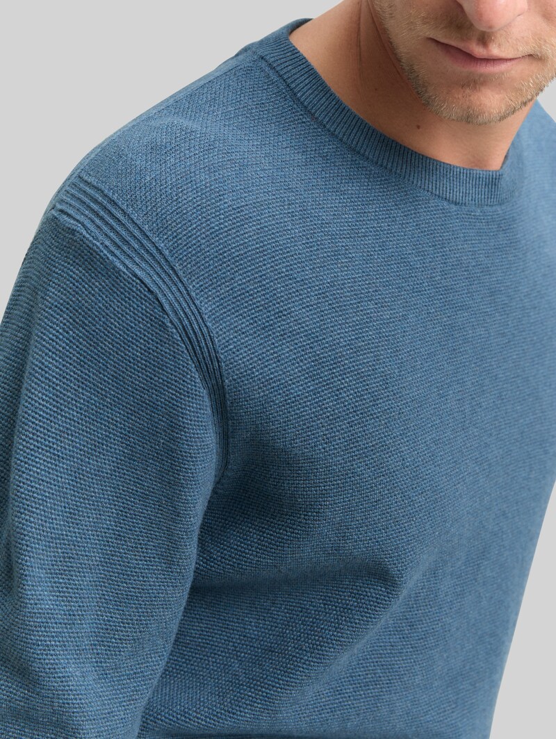 Tom Tailor Strickpullover aus Baumwolle - Real Teal Melange
