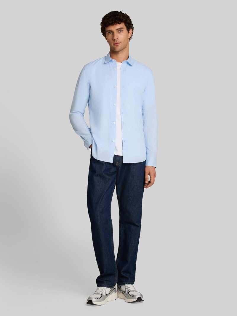 Tom Tailor Regular Fit Hemd mit Muster - Light Blue White Music Design