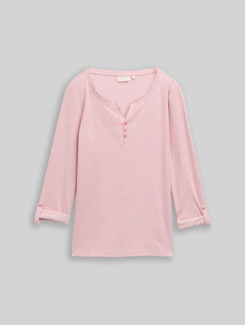 Tom Tailor Langarmshirt mit Turn-Up-Funktion - Offwhite Pink Small Stripe