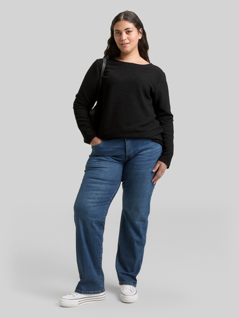 Tom Tailor Plus Size - Sweatshirt mit Glitzer-Effekt - Deep Black