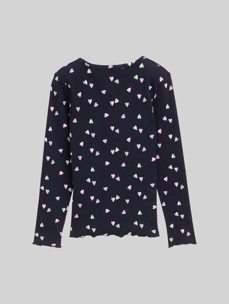 Tom Tailor Ripp Langarmshirt mit Allover-Print - Mini Heart Design Tom Tailor Ripp Langarmshirt mit Allover-Print - Mini Heart Design