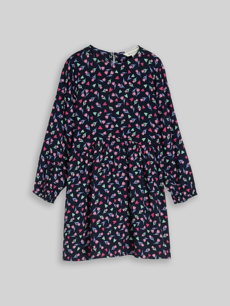 Tom Tailor Midi-Kleid mit Blumenmuster - Dark Blue Tulip Print Big