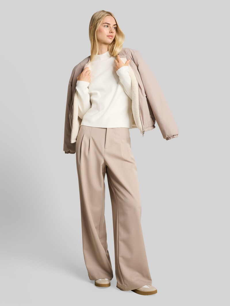 Tom Tailor Strickpullover mit Stehkragen - Off White