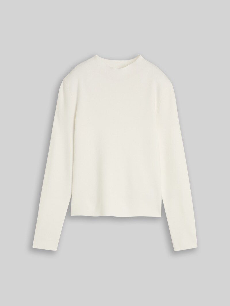 Tom Tailor Strickpullover mit Stehkragen - Off White