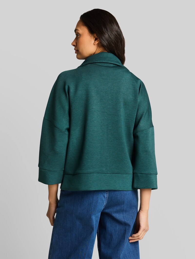 Tom Tailor Boxy Fit Scuba Sweatjacke - Deep Meadow Green Melange