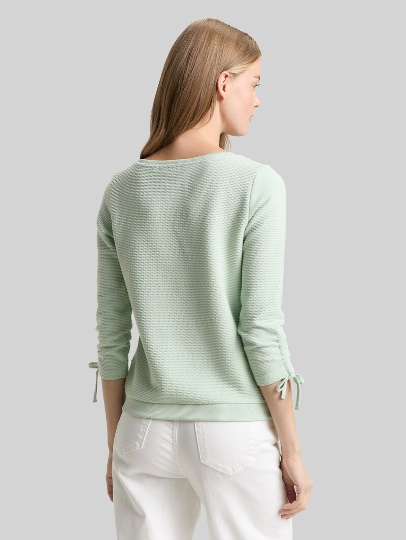 Tom Tailor Slim Fit Sweatshirt mit Raffärmeln - Light Matcha Green