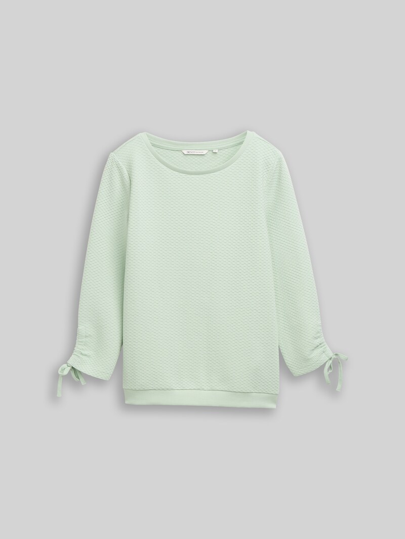 Tom Tailor Slim Fit Sweatshirt mit Raffärmeln - Light Matcha Green