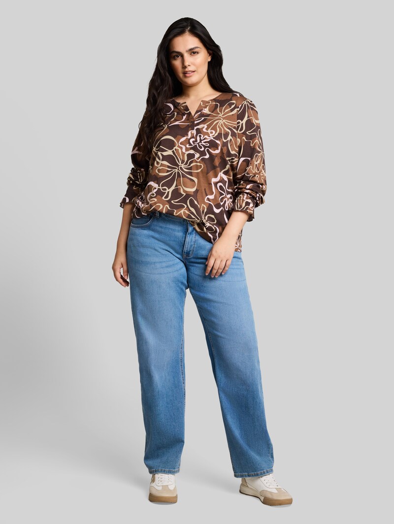 Tom Tailor Plus Size - Blusenshirt mit Blumenmuster - Brown Big Flower Design