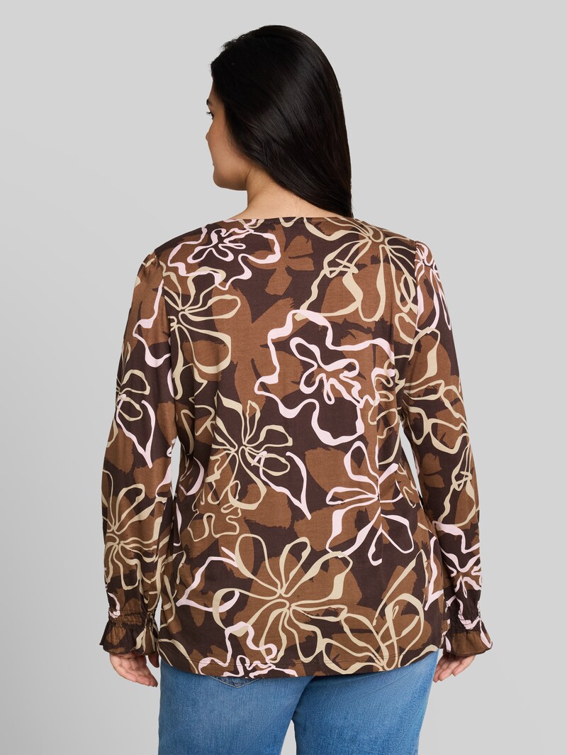 Tom Tailor Plus Size - Blusenshirt mit Blumenmuster - Brown Big Flower Design