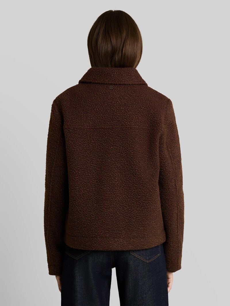 Tom Tailor Bouclé Jacke mit Taschen - Java Dark Brown