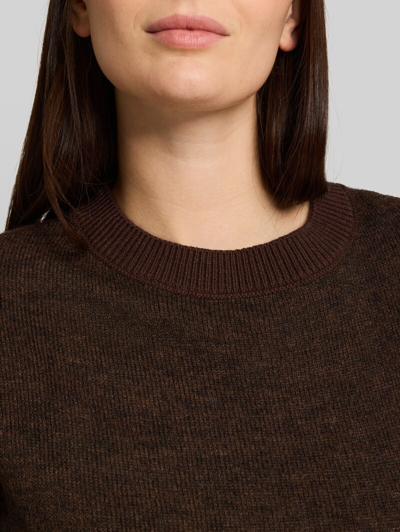 Tom Tailor Cosy Strickpullover mit Alpaka-Anteil - Java Dark Brown Melange