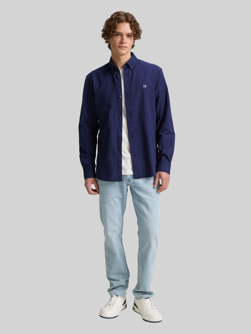 Tom Tailor Oxford Hemd mit Logo-Stickerei - Dark Blueberry