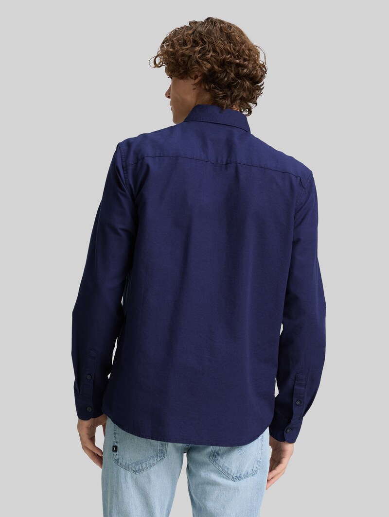 Tom Tailor Oxford Hemd mit Logo-Stickerei - Dark Blueberry