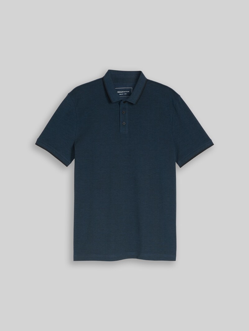 Tom Tailor Piqué Poloshirt aus Baumwolle - Blue Black Two Tone Pique