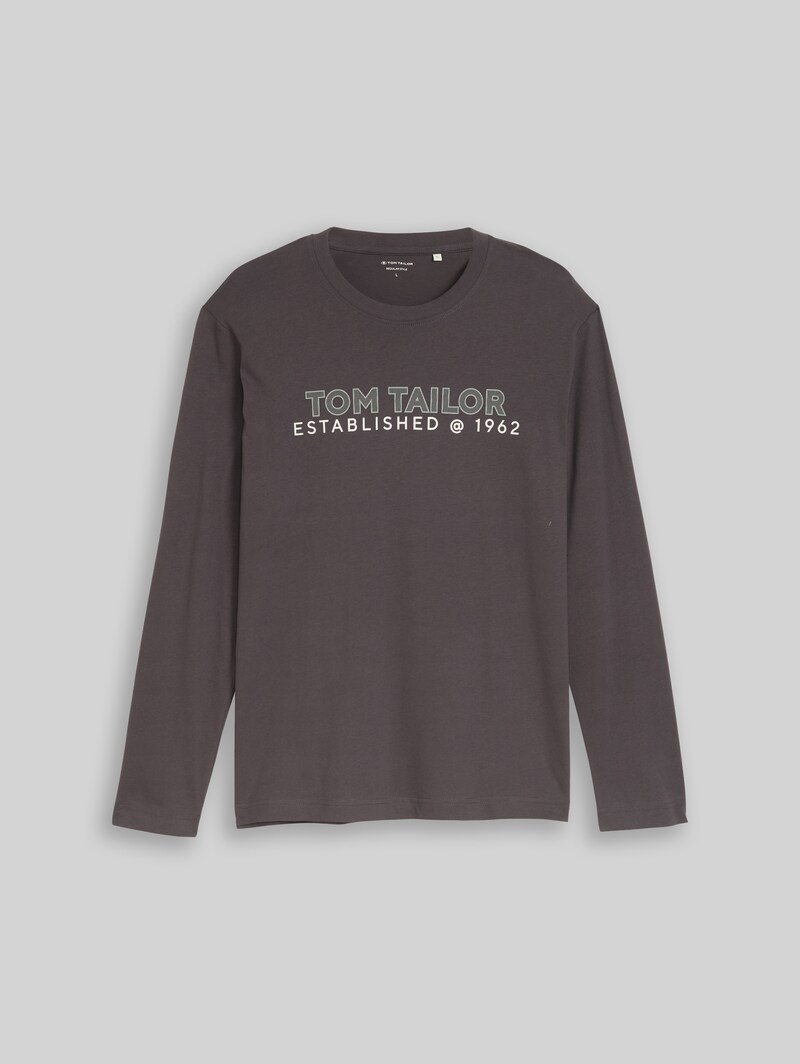 Tom Tailor Langarmshirt mit Logo-Print - Tarmac Grey