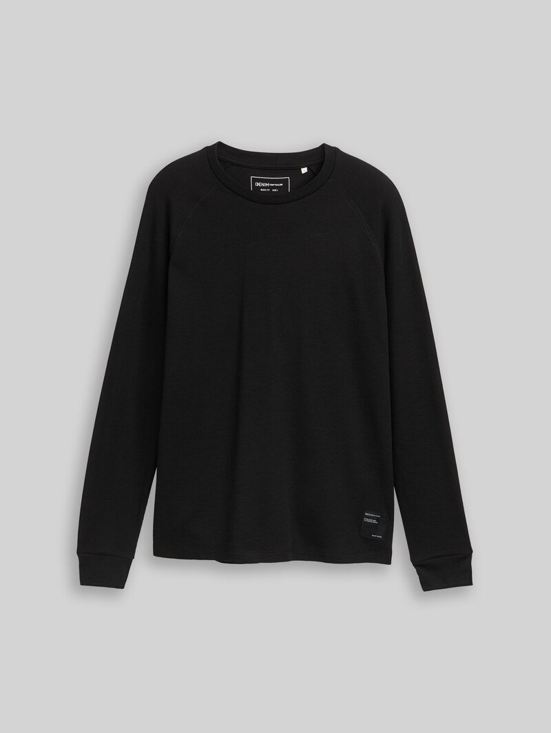 Tom Tailor Langarmshirt mit Waffelstruktur - Black