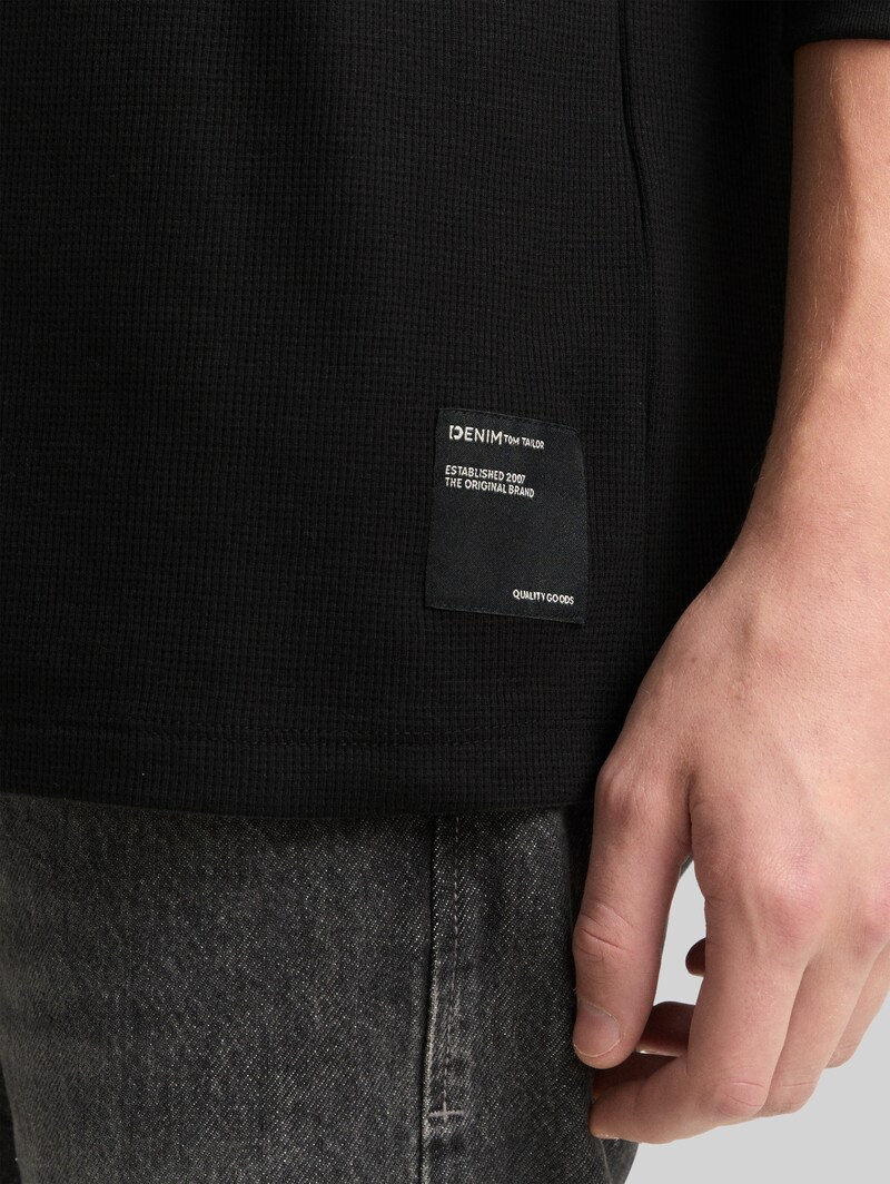 Tom Tailor Langarmshirt mit Waffelstruktur - Black