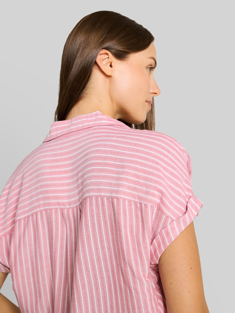 Tom Tailor Loose Fit Bluse mit Streifenmuster - Cozy Pink White Stripe