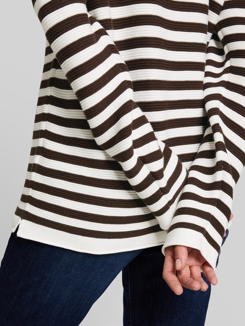 Tom Tailor Strickpullover aus Baumwolle - Java Brown Stripe