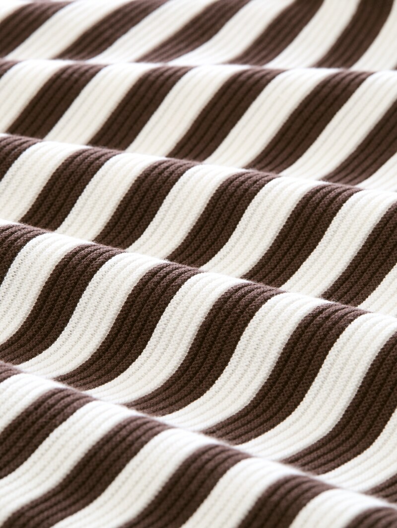 Tom Tailor Strickpullover aus Baumwolle - Java Brown Stripe