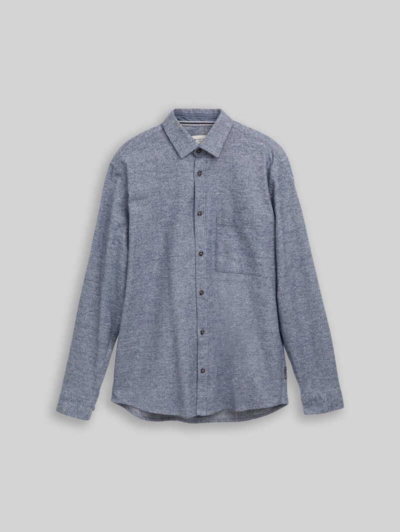 Tom Tailor Regular Fit Flanell-Hemd - White Blue Grindle Structure
