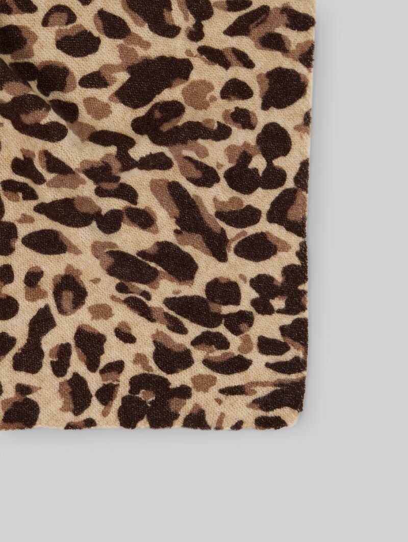 Tom Tailor Cosy Schal mit Leo-Print - Brown Beige Leo Print