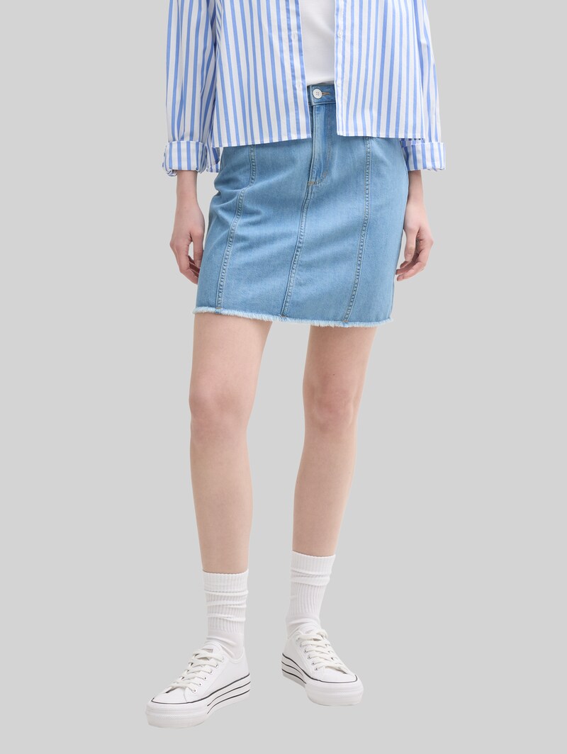 Tom Tailor Mini-Jeansrock - Used Bleached Blue Denim