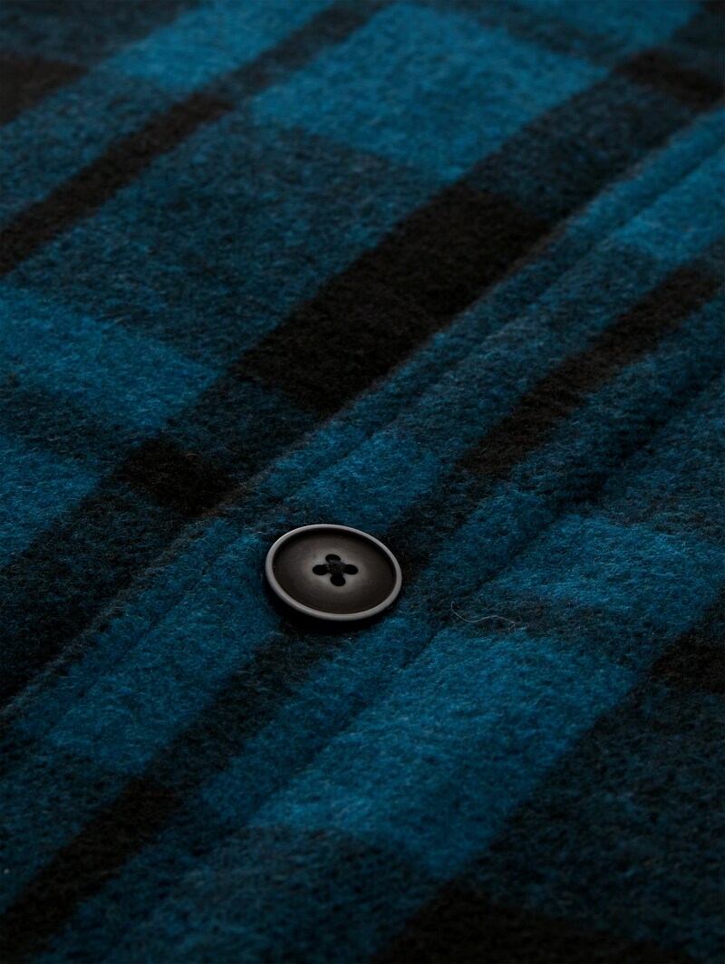 Tom Tailor Overshirt Jacke in Woll-Optik - Deep Pond Green Dark Check