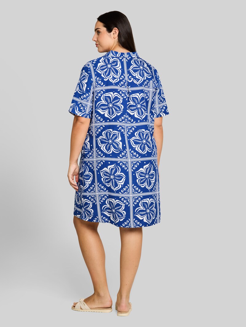 Tom Tailor Plus Size - Kleid mit Leinenanteil - Blue Flower Tile Design