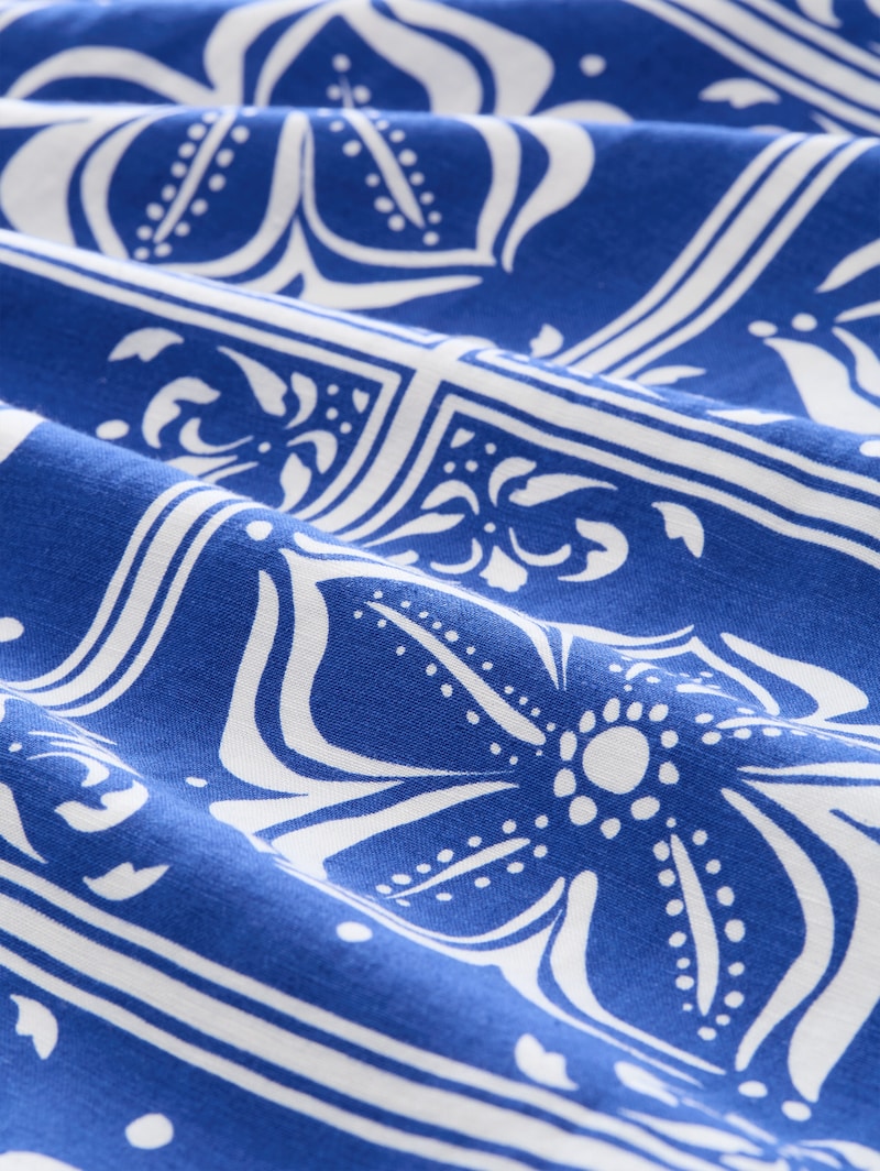 Tom Tailor Plus Size - Kleid mit Leinenanteil - Blue Flower Tile Design