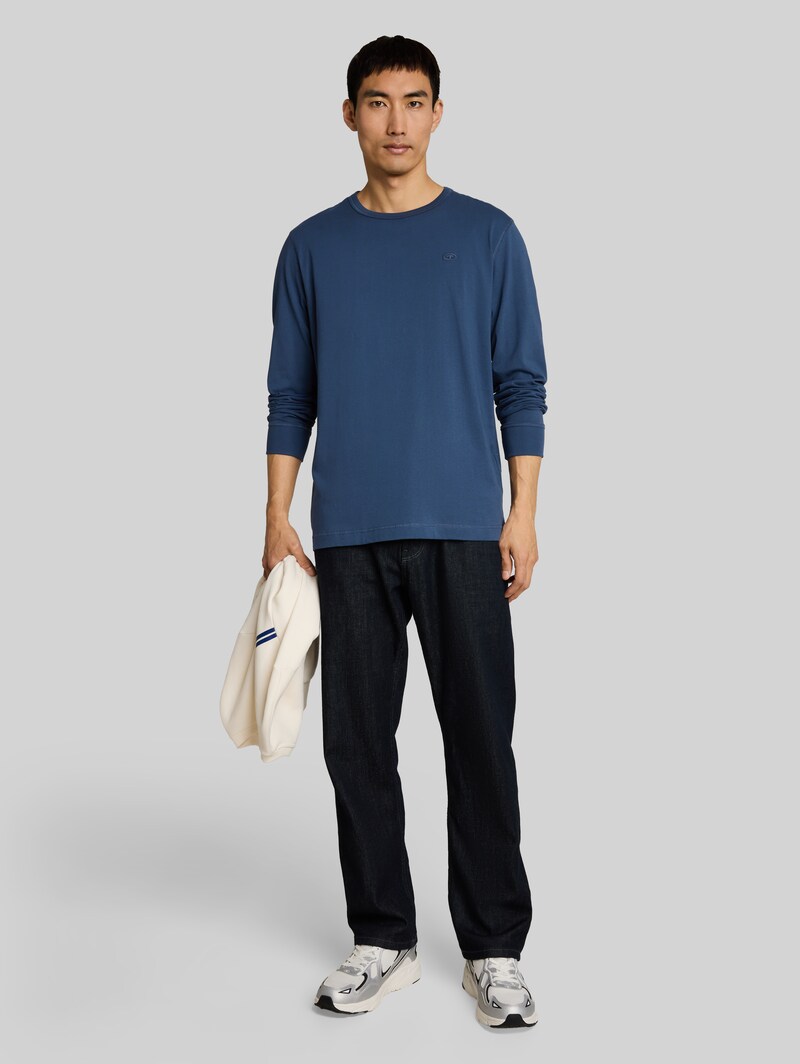 Tom Tailor Basic Langarmshirt aus Baumwolle - Dark Duck Blue