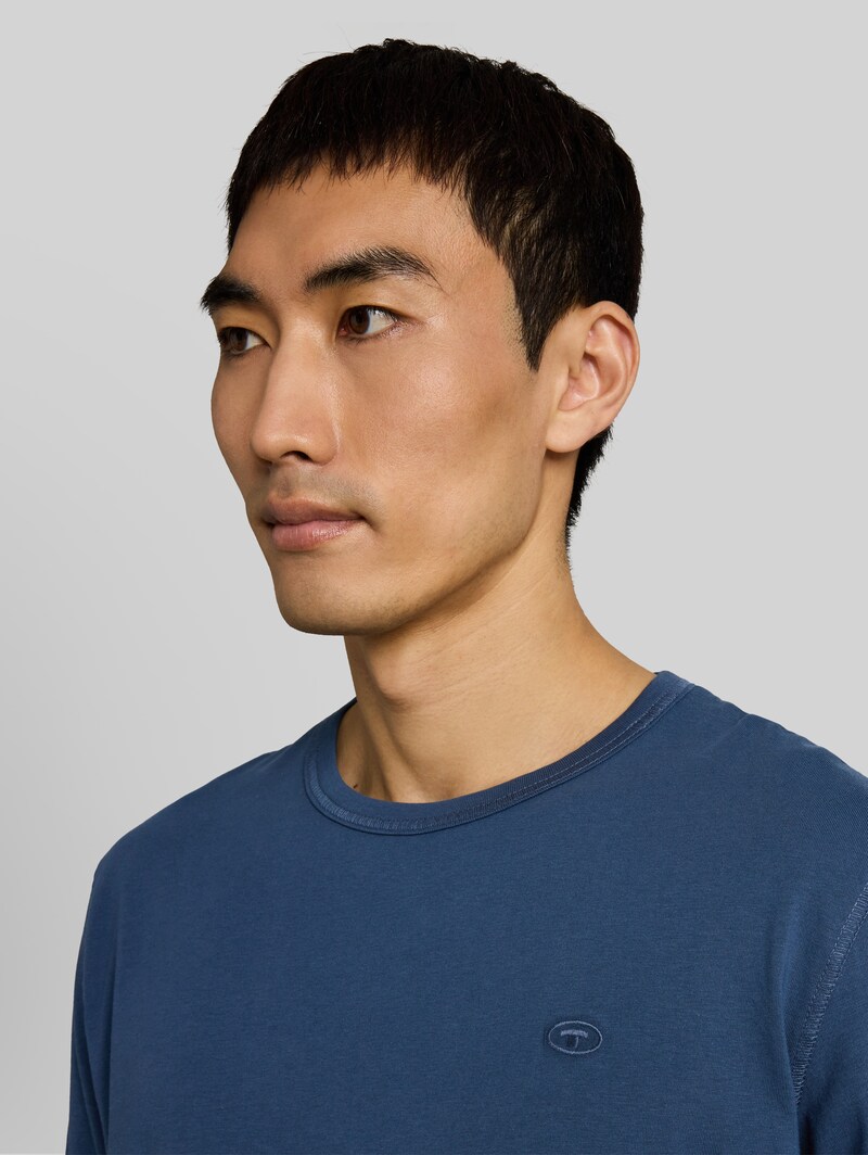 Tom Tailor Basic Langarmshirt aus Baumwolle - Dark Duck Blue