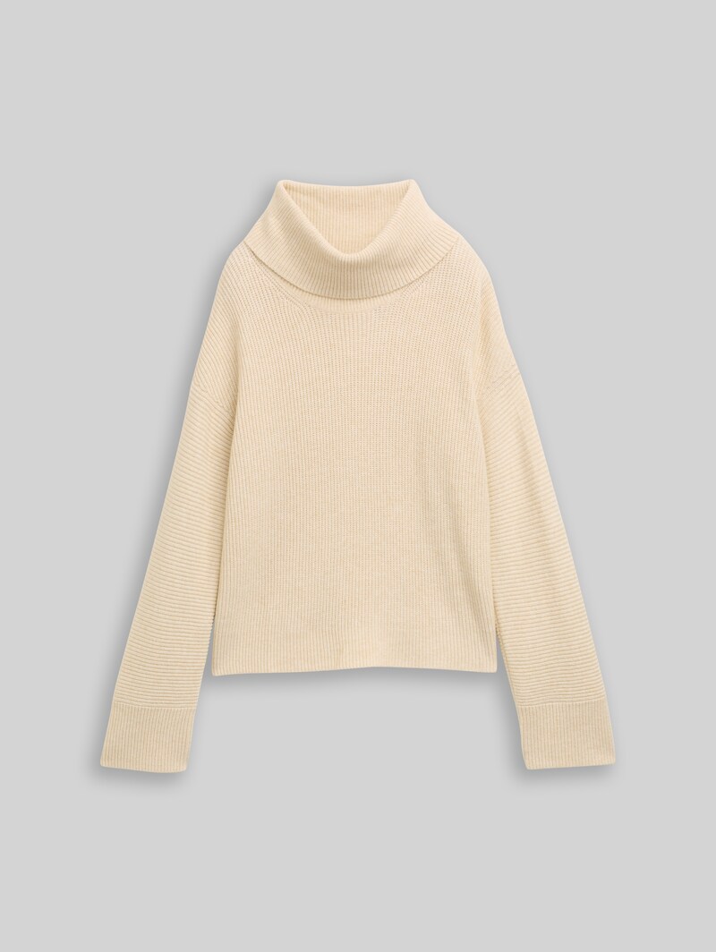 Tom Tailor Oversize Rollkragenpullover - Sand Stone Beige Melange