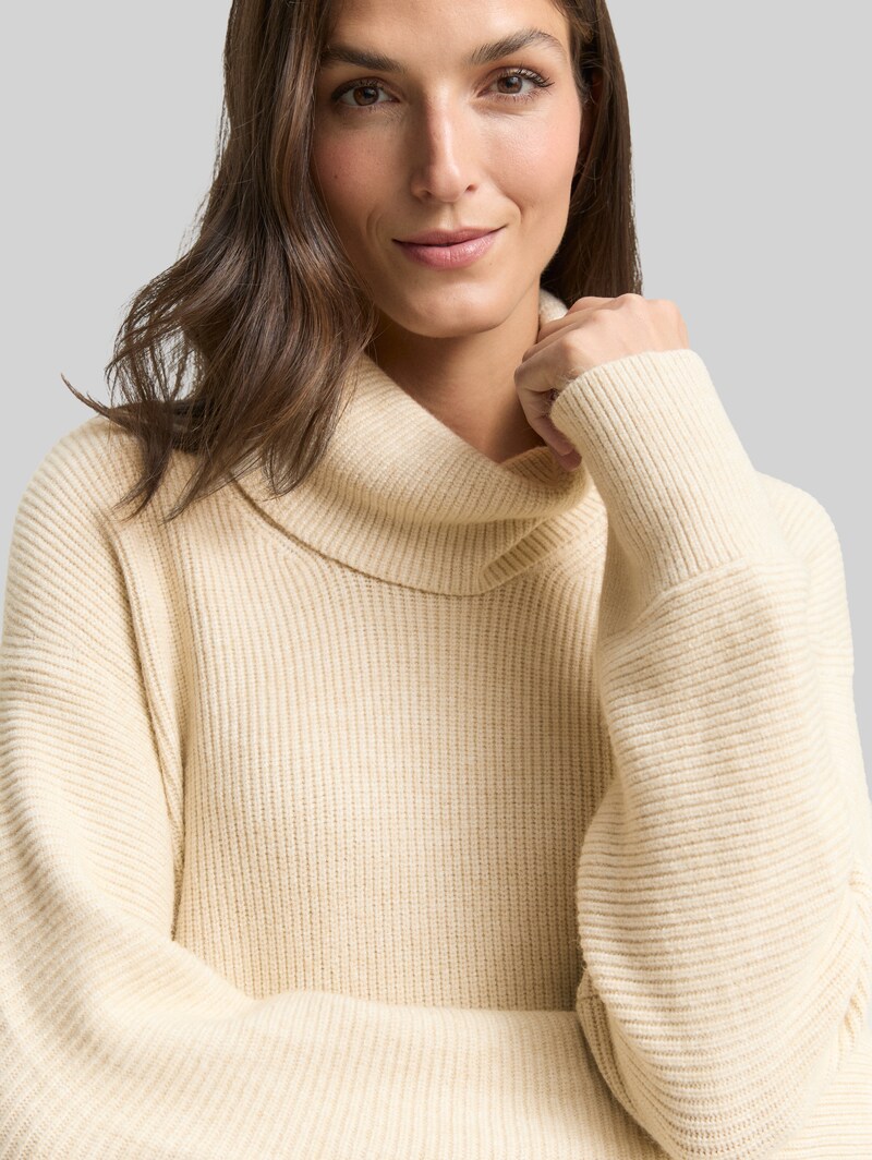 Tom Tailor Oversize Rollkragenpullover - Sand Stone Beige Melange