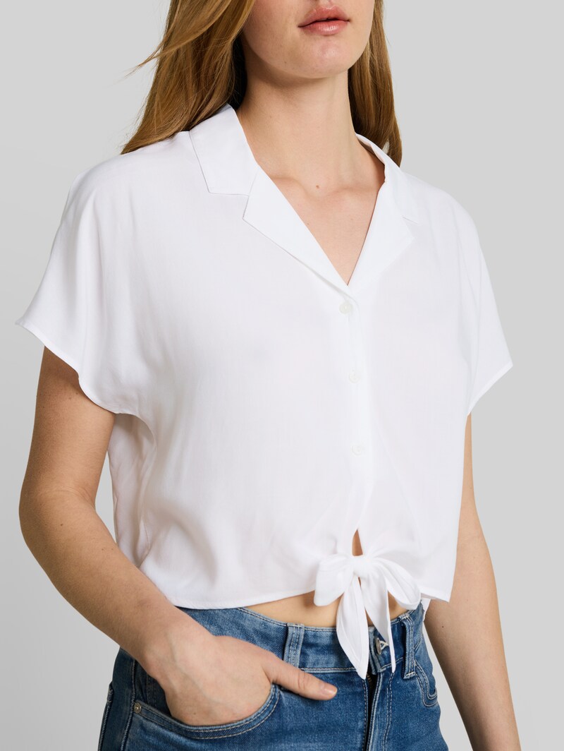Tom Tailor Resort Hemdbluse mit Knotendetail - White