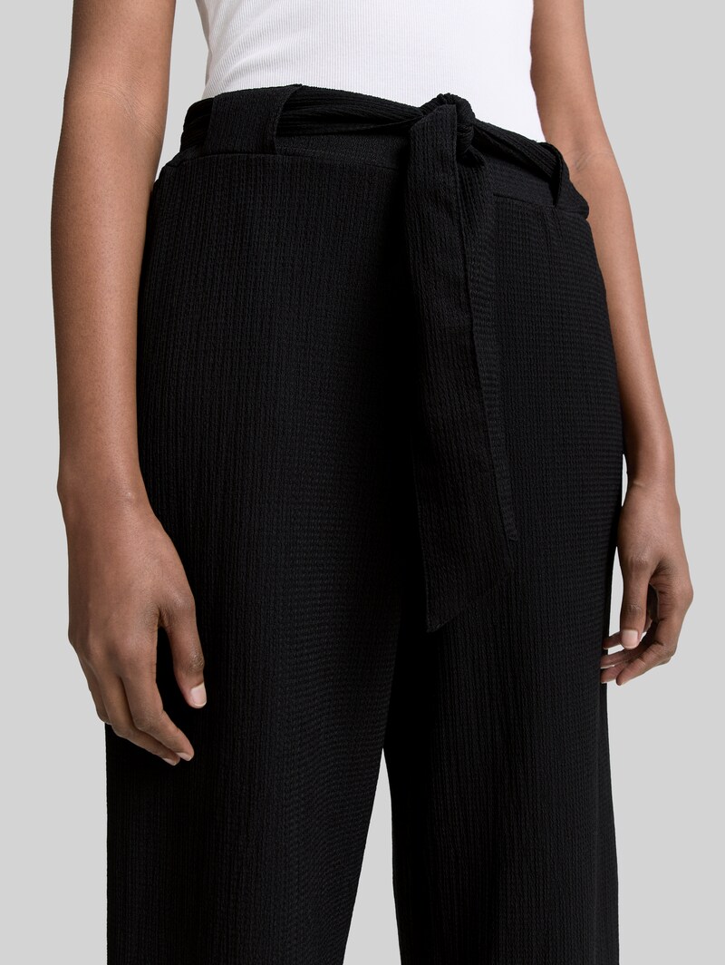 Tom Tailor High Waist Culotte Hose mit Bindegürtel - Deep Black