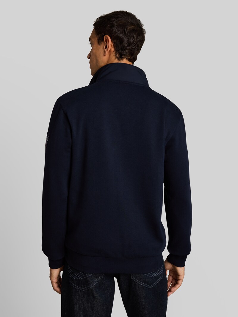 Tom Tailor Troyer Sweatshirt mit Badge - Sky Captain Blue