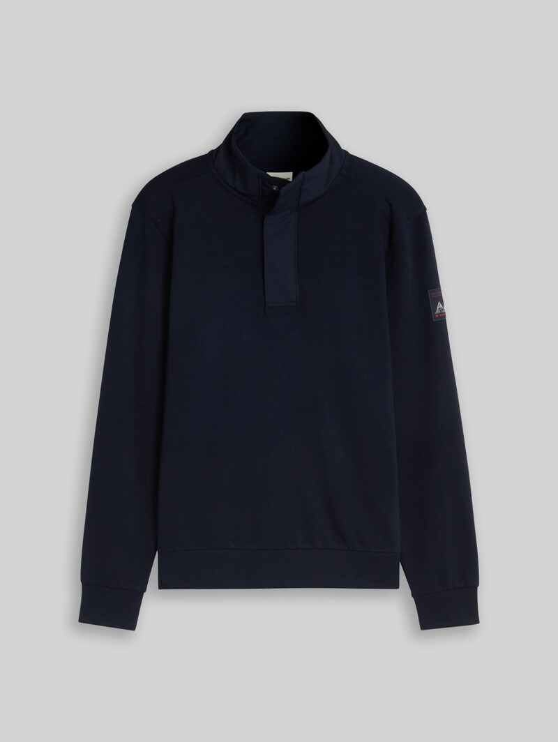 Tom Tailor Troyer Sweatshirt mit Badge - Sky Captain Blue