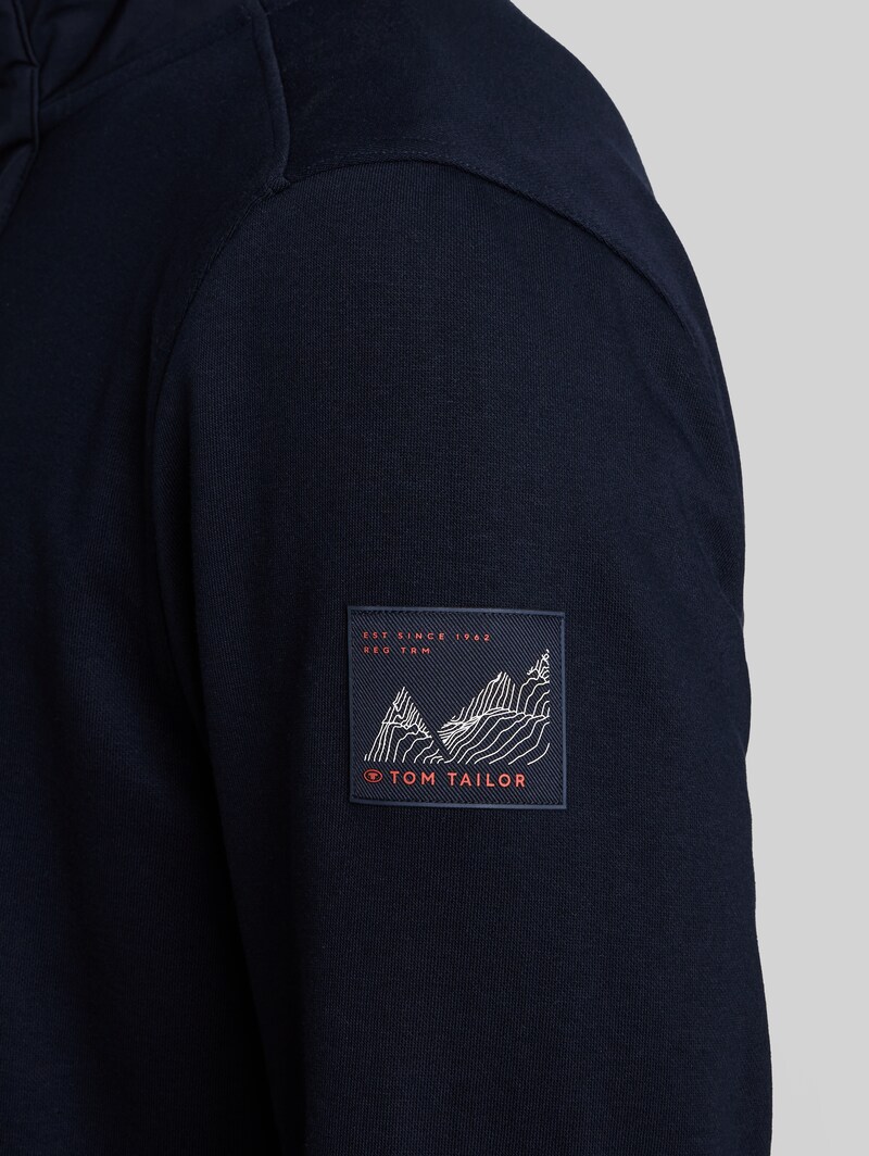 Tom Tailor Troyer Sweatshirt mit Badge - Sky Captain Blue