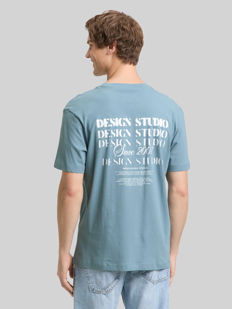 Tom Tailor Relaxed Fit T-Shirt mit Rückenprint - Citadel Blue