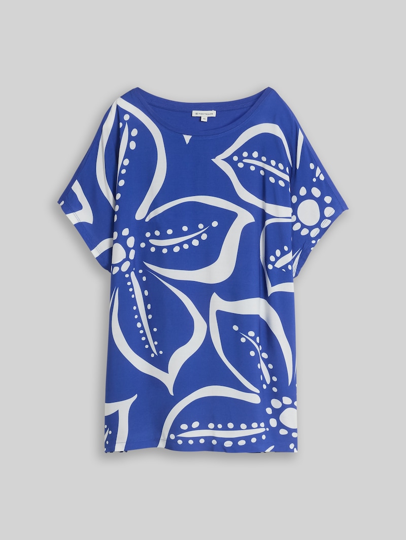 Tom Tailor Plus Size - T-Shirt im Material-Mix - Shiny Royal Blue