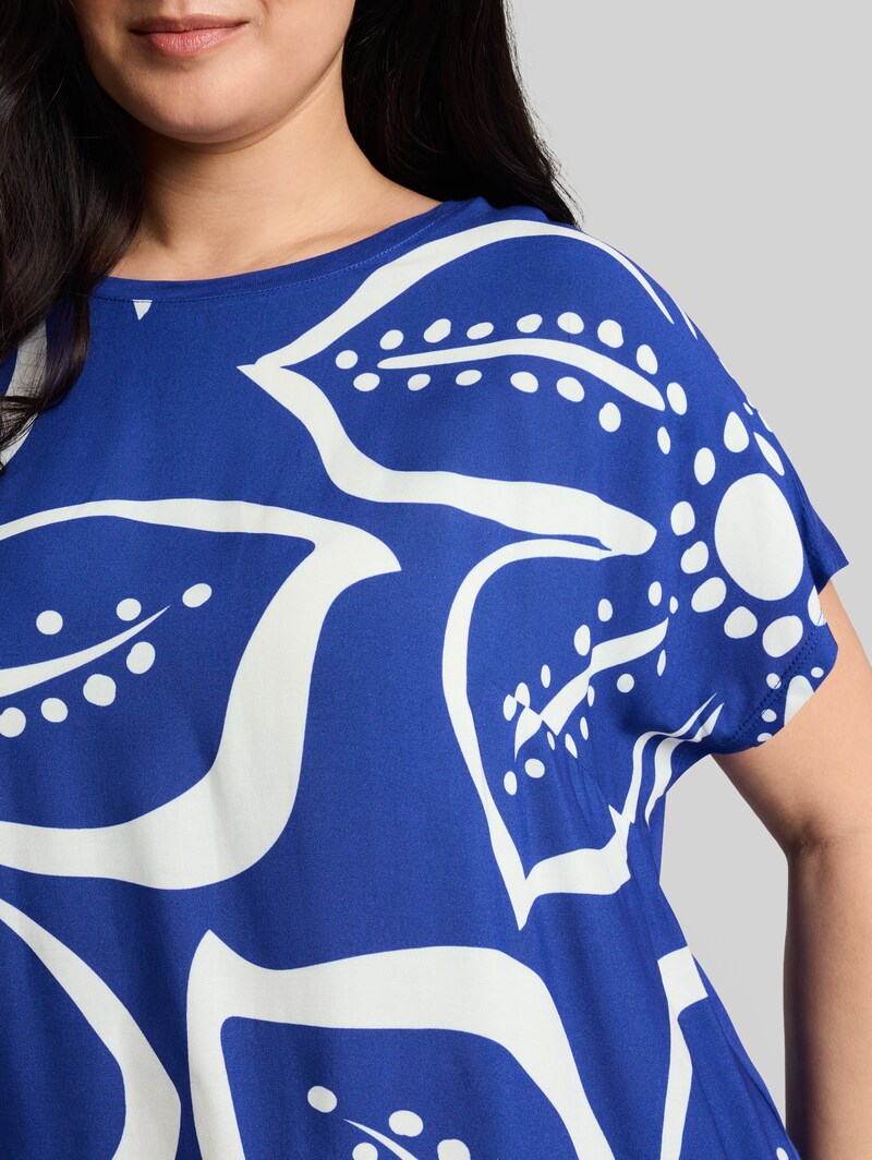 Tom Tailor Plus Size - T-Shirt im Material-Mix - Shiny Royal Blue