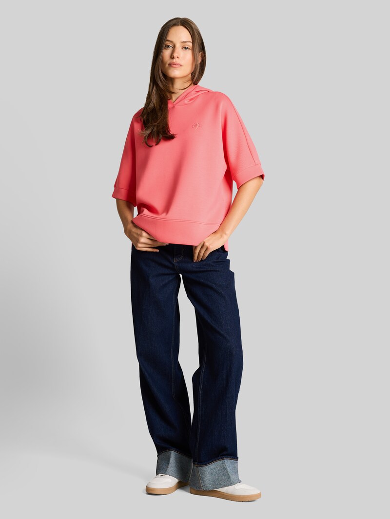 Tom Tailor Hoodie Sweatshirt aus Scuba - Soft Coral Pink