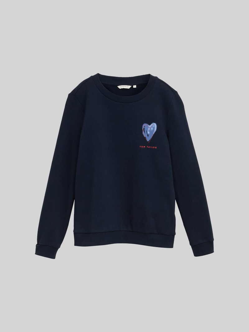 Tom Tailor Loose Fit Sweatshirt mit Print - Sky Captain Blue