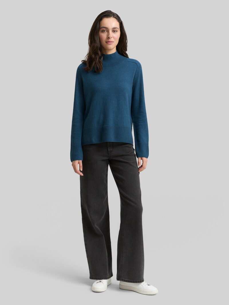 Tom Tailor Strickpullover mit Kaschmir-Anteil - Dark Petrol Melange